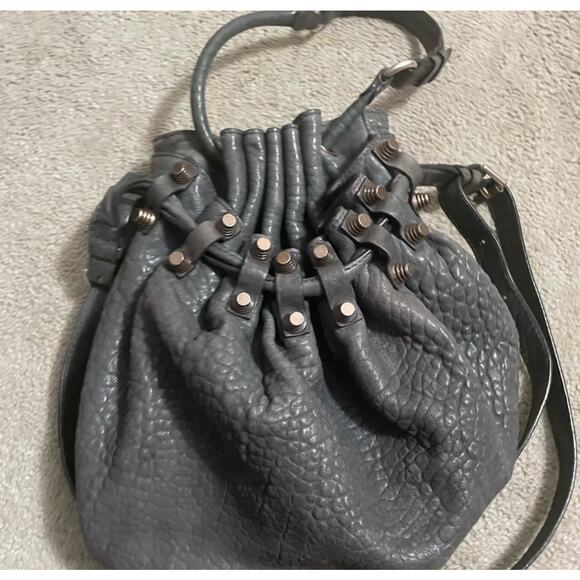 Alexander Wang Diego Hunter Green Studded Embellished Pebbled Leather Bag - Picture 4 of 12